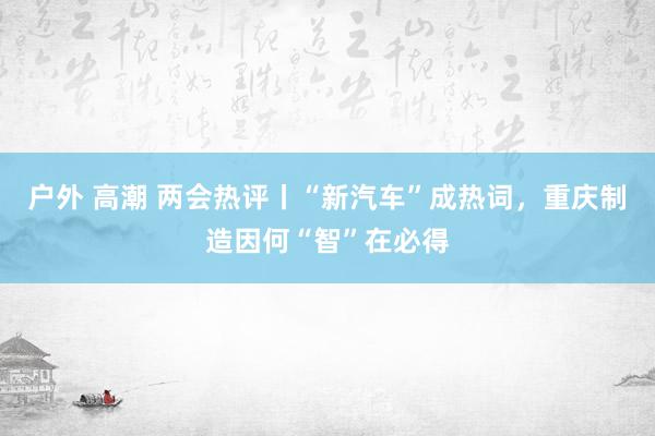 户外 高潮 两会热评丨“新汽车”成热词，重庆制造因何“智”在必得