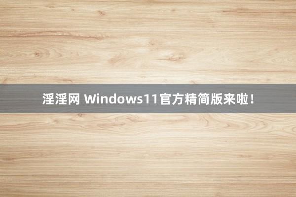 淫淫网 Windows11官方精简版来啦！